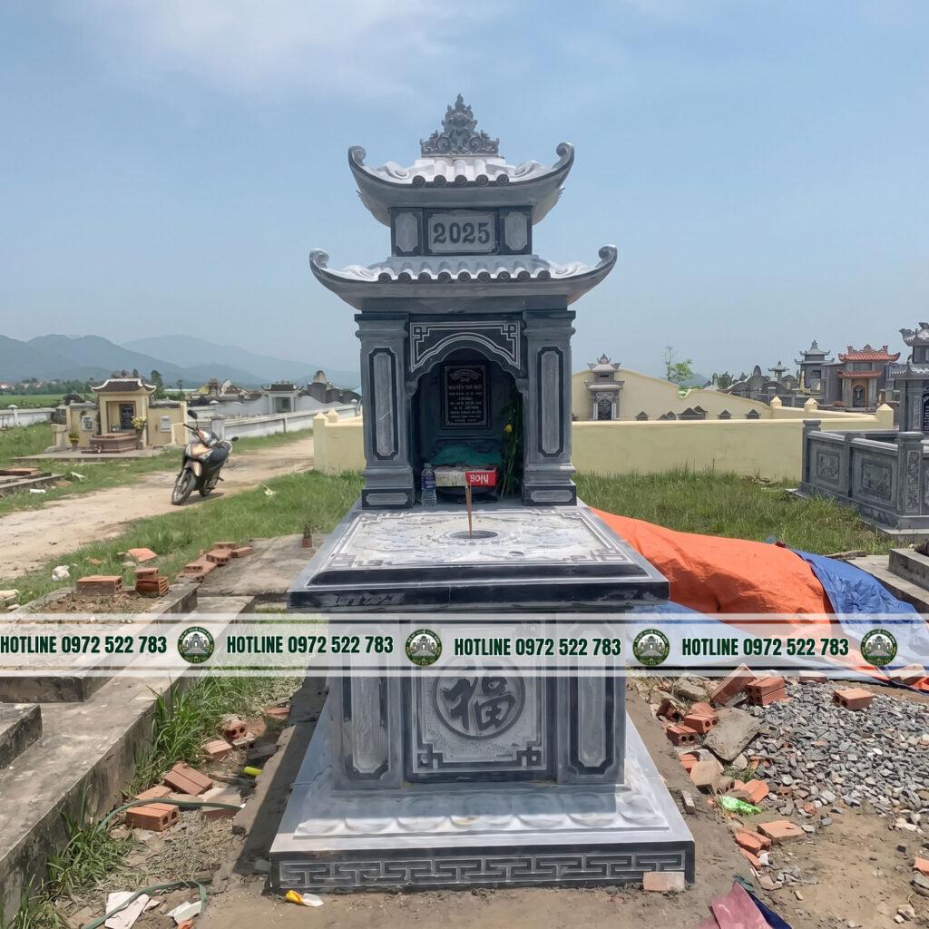 Mộ Đá 2 Mái – Kiểu Dáng Cân Đối, Bền Vững, Chuẩn Phong Thủy