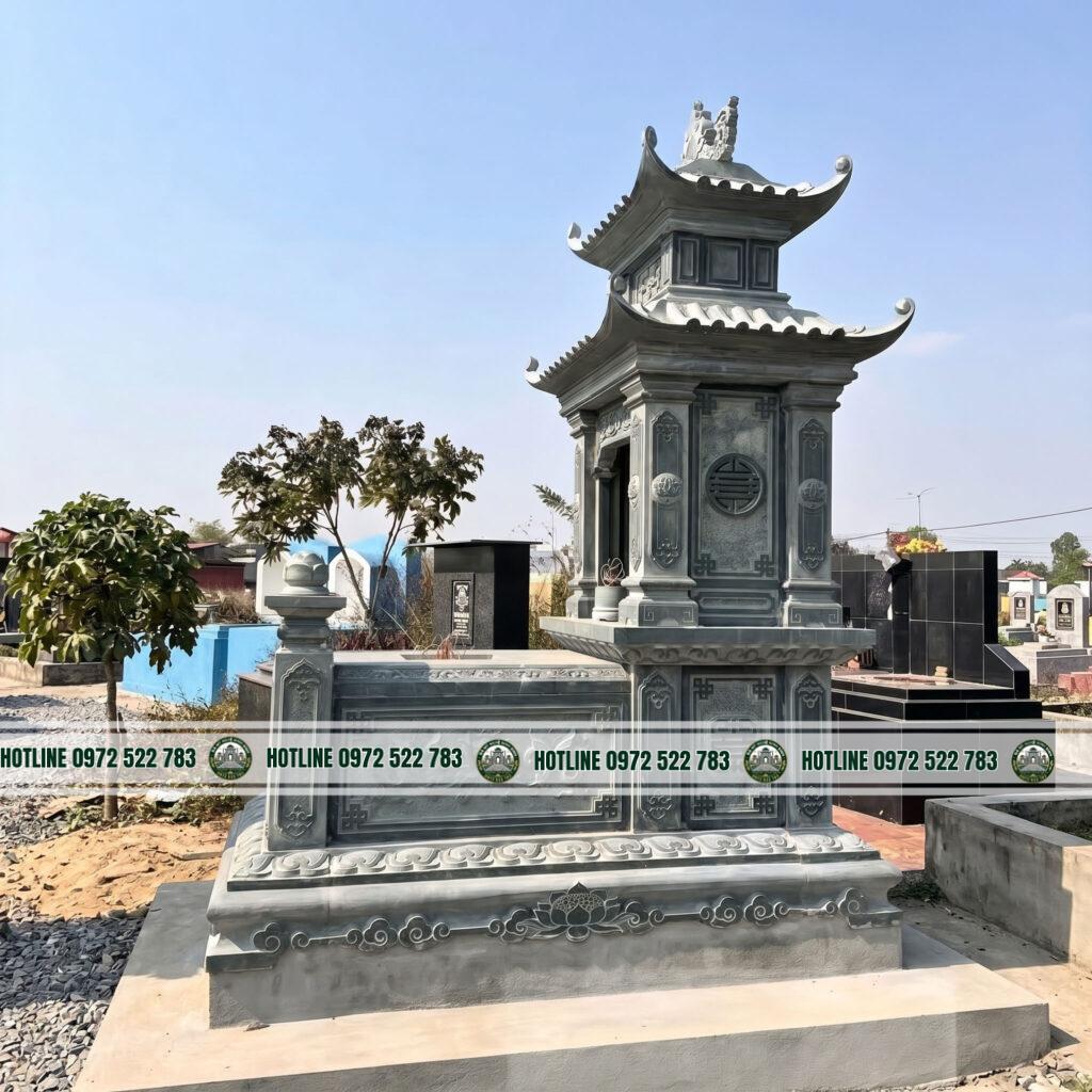 Mộ Đá 2 Mái – Kiểu Dáng Cân Đối, Bền Vững, Chuẩn Phong Thủy