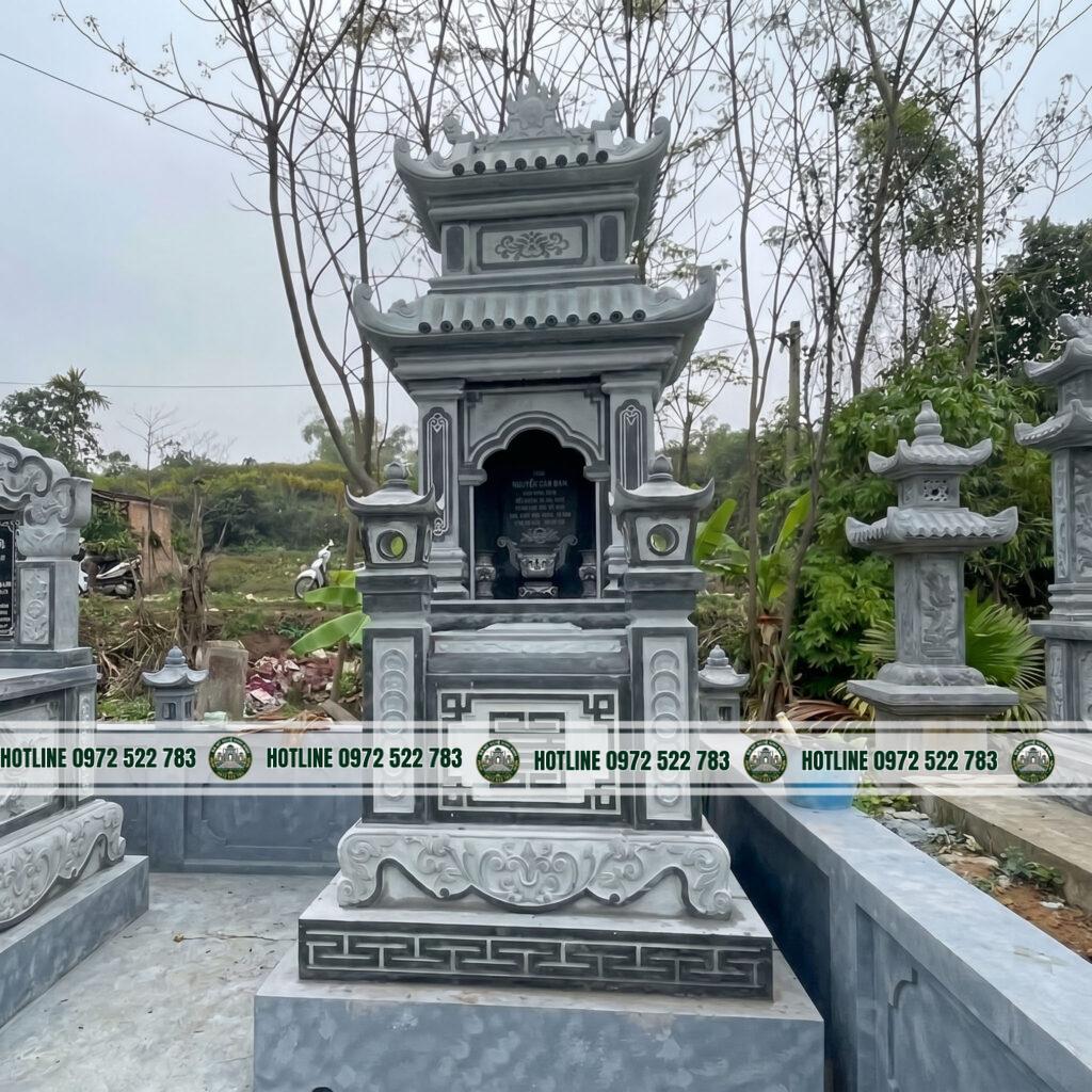 Mộ Đá 2 Mái – Kiểu Dáng Cân Đối, Bền Vững, Chuẩn Phong Thủy