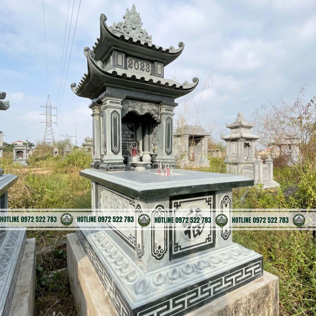 Mộ Đá 2 Mái – Kiểu Dáng Cân Đối, Bền Vững, Chuẩn Phong Thủy