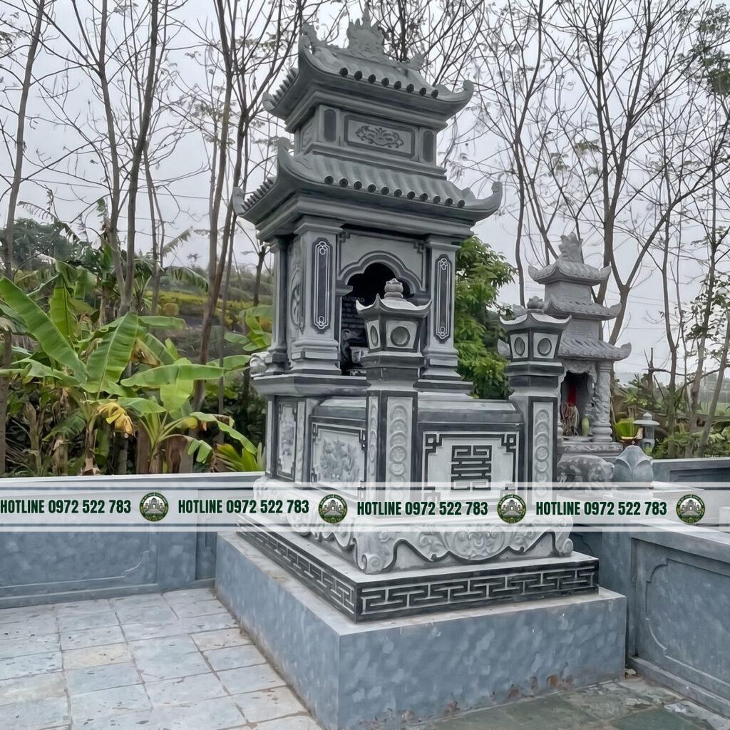 Mộ Đá 2 Mái – Kiểu Dáng Cân Đối, Bền Vững, Chuẩn Phong Thủy