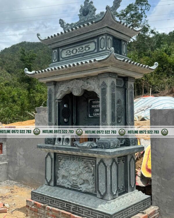 Mộ Đá 2 Mái – Kiểu Dáng Cân Đối, Bền Vững, Chuẩn Phong Thủy