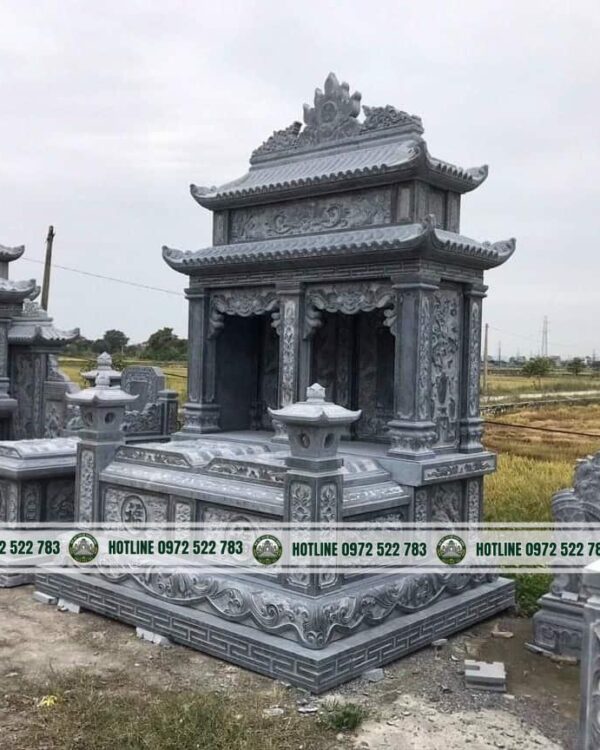 Mộ Đá 2 Mái – Kiểu Dáng Cân Đối, Bền Vững, Chuẩn Phong Thủy