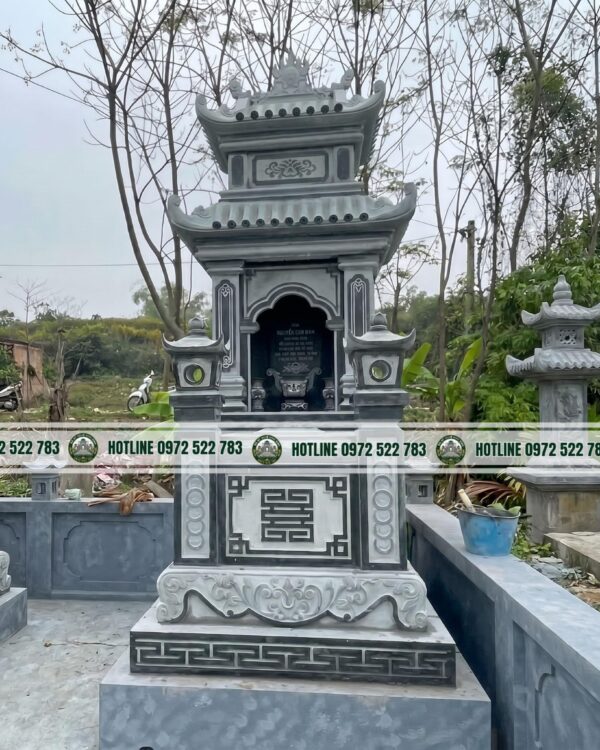 Mộ Đá 2 Mái – Kiểu Dáng Cân Đối, Bền Vững, Chuẩn Phong Thủy
