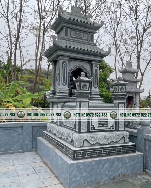 Mộ Đá 2 Mái – Kiểu Dáng Cân Đối, Bền Vững, Chuẩn Phong Thủy