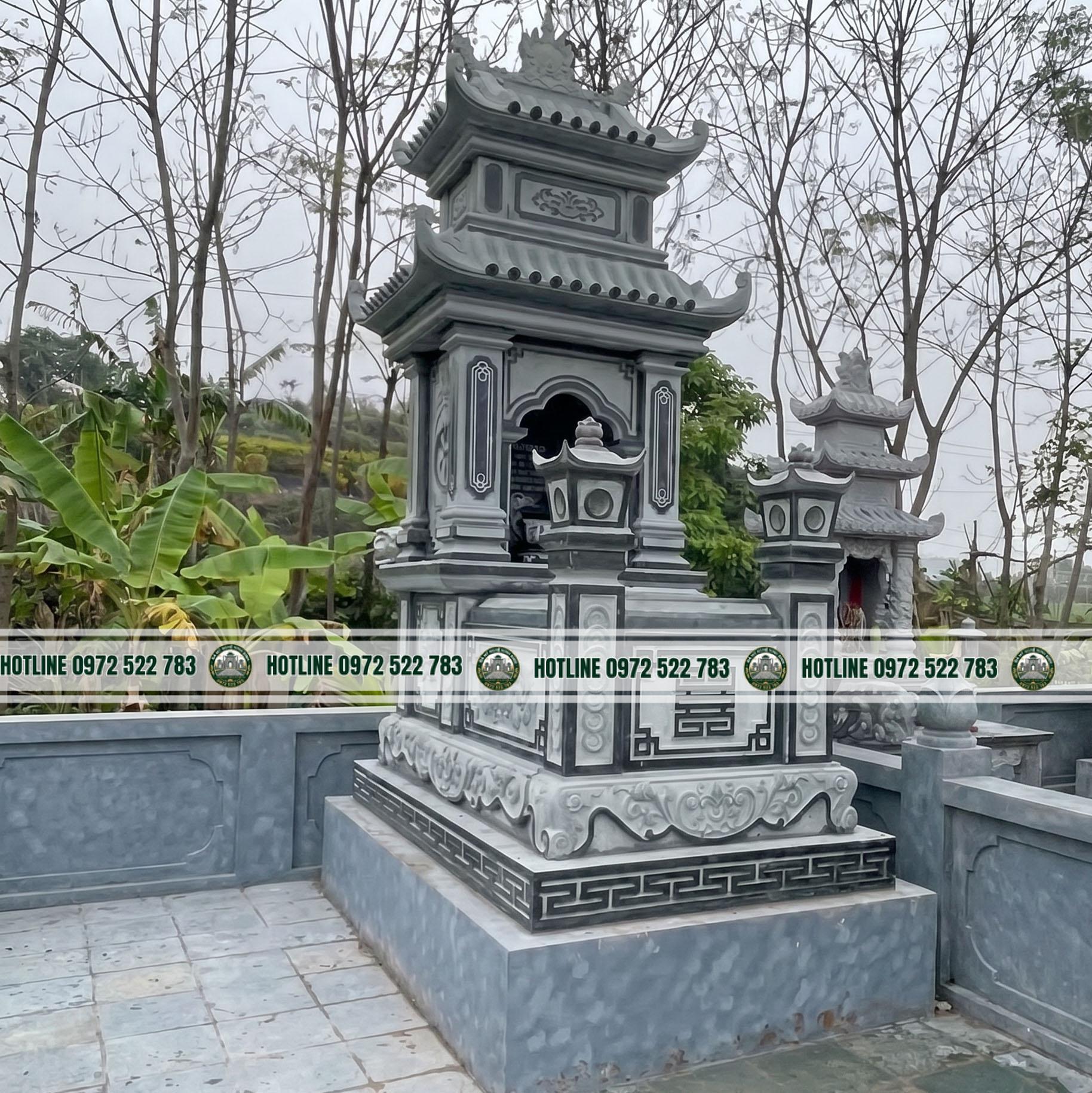 nghieng Mộ Đá 2 Mái – Kiểu Dáng Cân Đối, Bền Vững, Chuẩn Phong Thủy