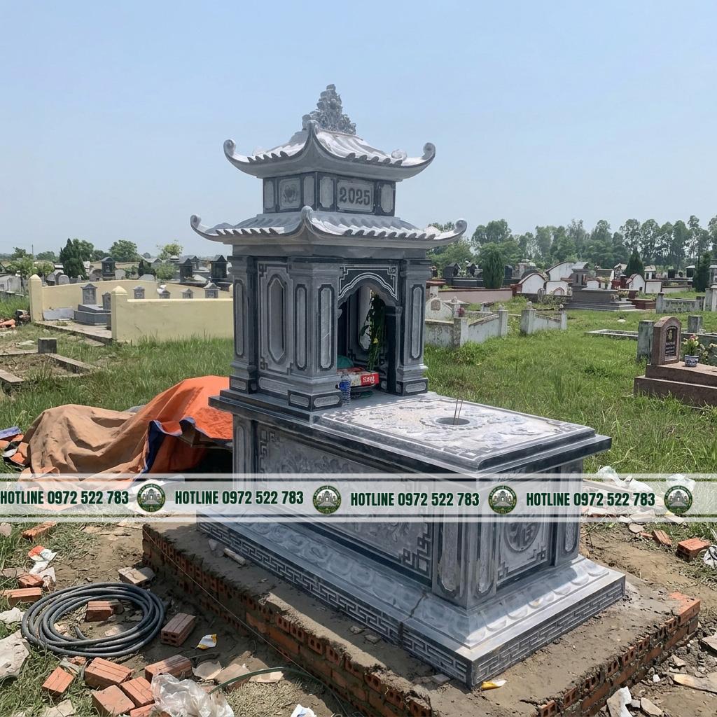 nhin-nghieng Mộ Đá 2 Mái – Kiểu Dáng Cân Đối, Bền Vững, Chuẩn Phong Thủy